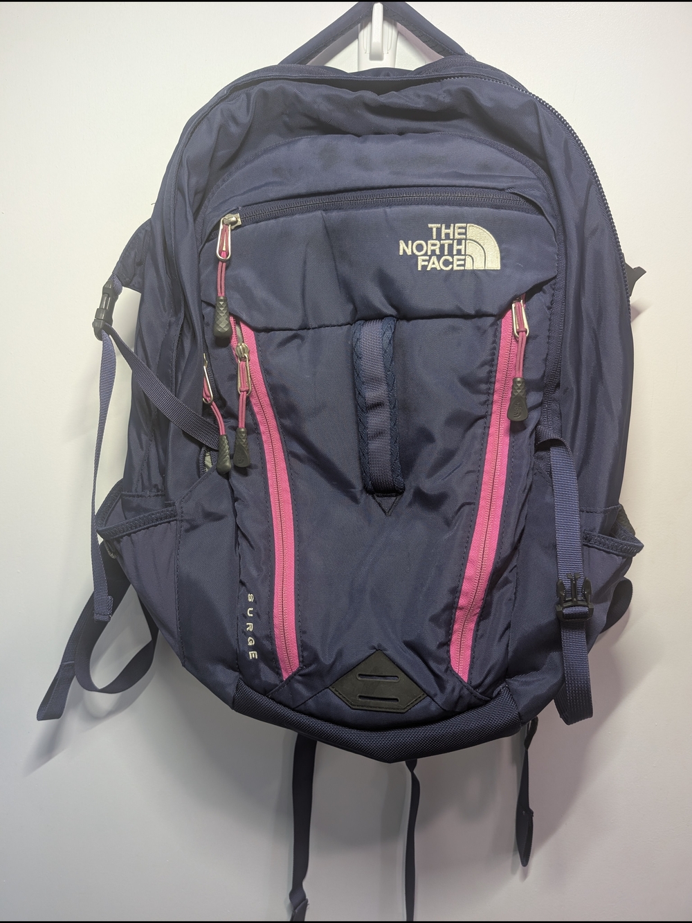 The North Face Surge Backpack Dark Purple Pink Accents FlexVent GUC